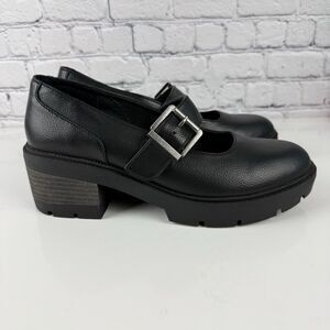 BOC BORN Maira Platform Mary Jane Faux Leather Pumps Black Womens 11 M Lug Sole